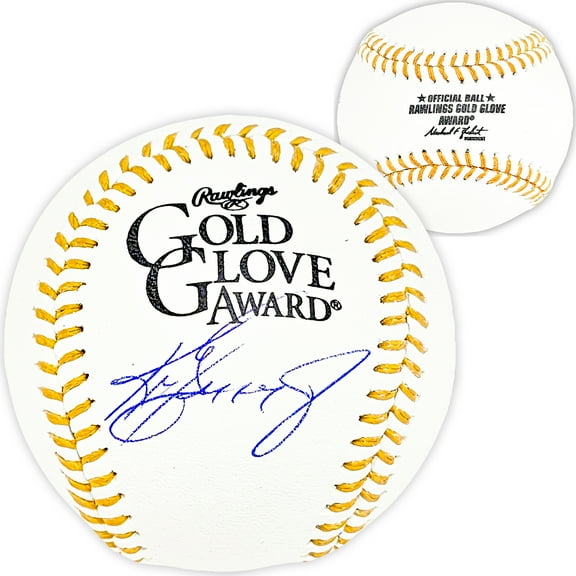 Ken Griffey Jr. Autographed Official Gold Glove Logo Baseball Seattle Mariners Beckett BAS Witness 206029
