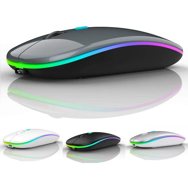 Souris Sans Fil Bluetooth LED, Souris Bluetooth pour MacBook Pro, Souris Bluetooth pour MacBook Air, Souris Sans Fil Rechargeable pour MacBook, Ordinateur Portable, Mac, Système Windows (Cendre Métallique)