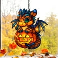 thumbnail image 5 of TanSiDing 4pcs Halloween Dragon Suncatcher - Glowing Pumpkin Ornament with Metal Chain for Window Decor, Sun Catcher Light Reflection Spooky Holiday Decoration, 5 of 6