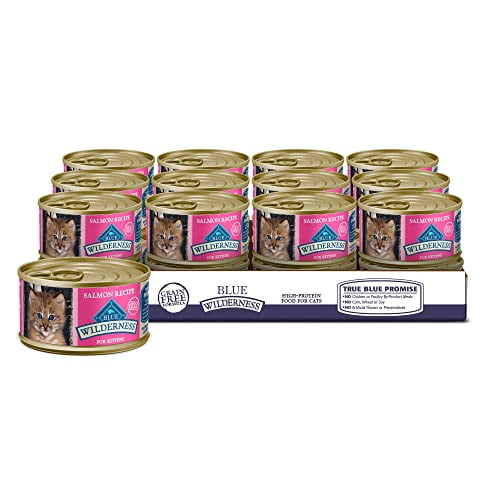 Blue Buffalo Wilderness High Protein Grain Free Natural Kitten Pate Wet Cat Food Salmon 85g cans Pack of 24 3 oz Pack of 24 Walmart