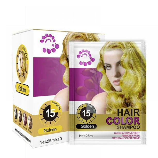 Hair Color Shampoo - 15 Minutes Instantly Hair Color Dye, Natural Hair  Color Shampoo, Hair Repair Conditioner, Grey Cover, Golden 