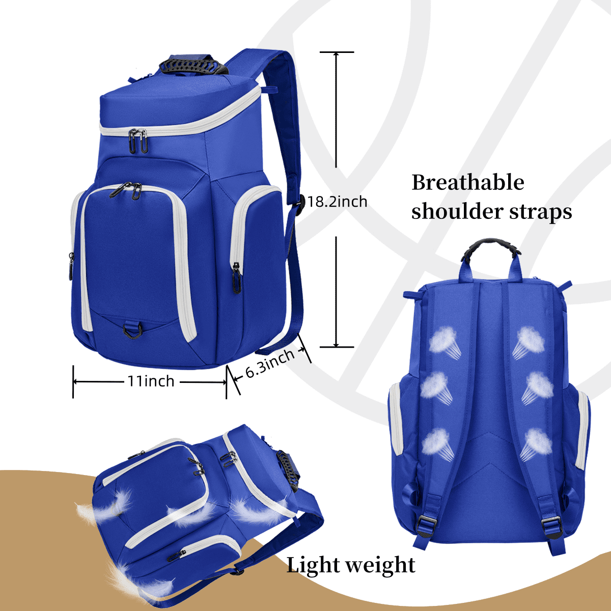 Sports Bag for Basketball, Soccer & More Basketball Backpack with Ball Holder & Shoes Compartment