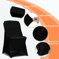 thumbnail image 2 of 10 Pack Black Folding Chair Covers for Party, Spandex Chair Covers for Wedding, Stretch Seat Cover 10 Pieces, Universal Fitted Polyester Slipcovers for Dining Chairs, Parties & Banquet (10 PCS) C91, 2 of 2