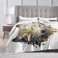 thumbnail image 4 of Geometric Wolf Throw Blanket, Gold and Black Minimalist Art Soft Flannel Fleece, Sophisticated Decor for Office, Home and Apartment 60x50, 4 of 6