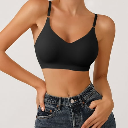 

NEGJ Womens Comfort Lightly Lined Seamless Wireless Triangle Bralette Bra