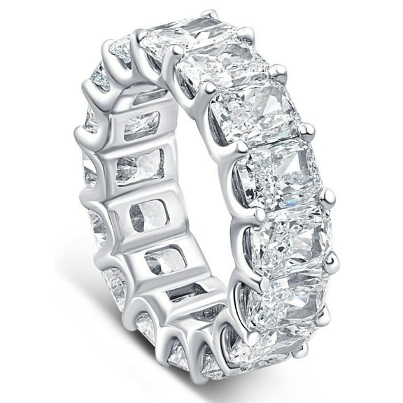 Radiant Cut Diamond Eternity Band Ring, Full Eternity Diamond Wedding Band Ring, Matching Band For Solitaire Ring, 925 Sterling Silver, 2.6 Ct Simulated Diamond, Anniversary Gifts