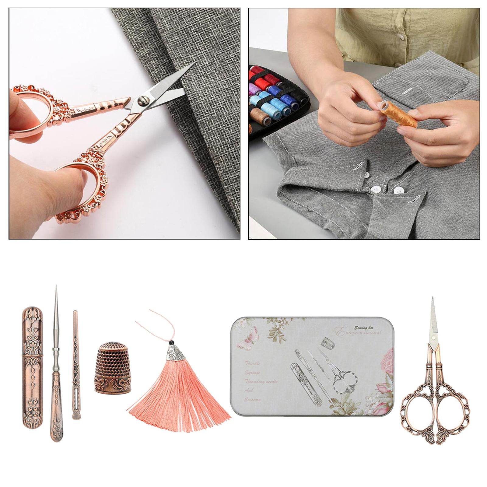 GUOOL Sewing s Set, European Vintage Sewing Tool Kit Embroidery s And Case Awl Threader Thimble Sewing Tools for Embroidery , , 15.5x8.5cm Plum Blossom
