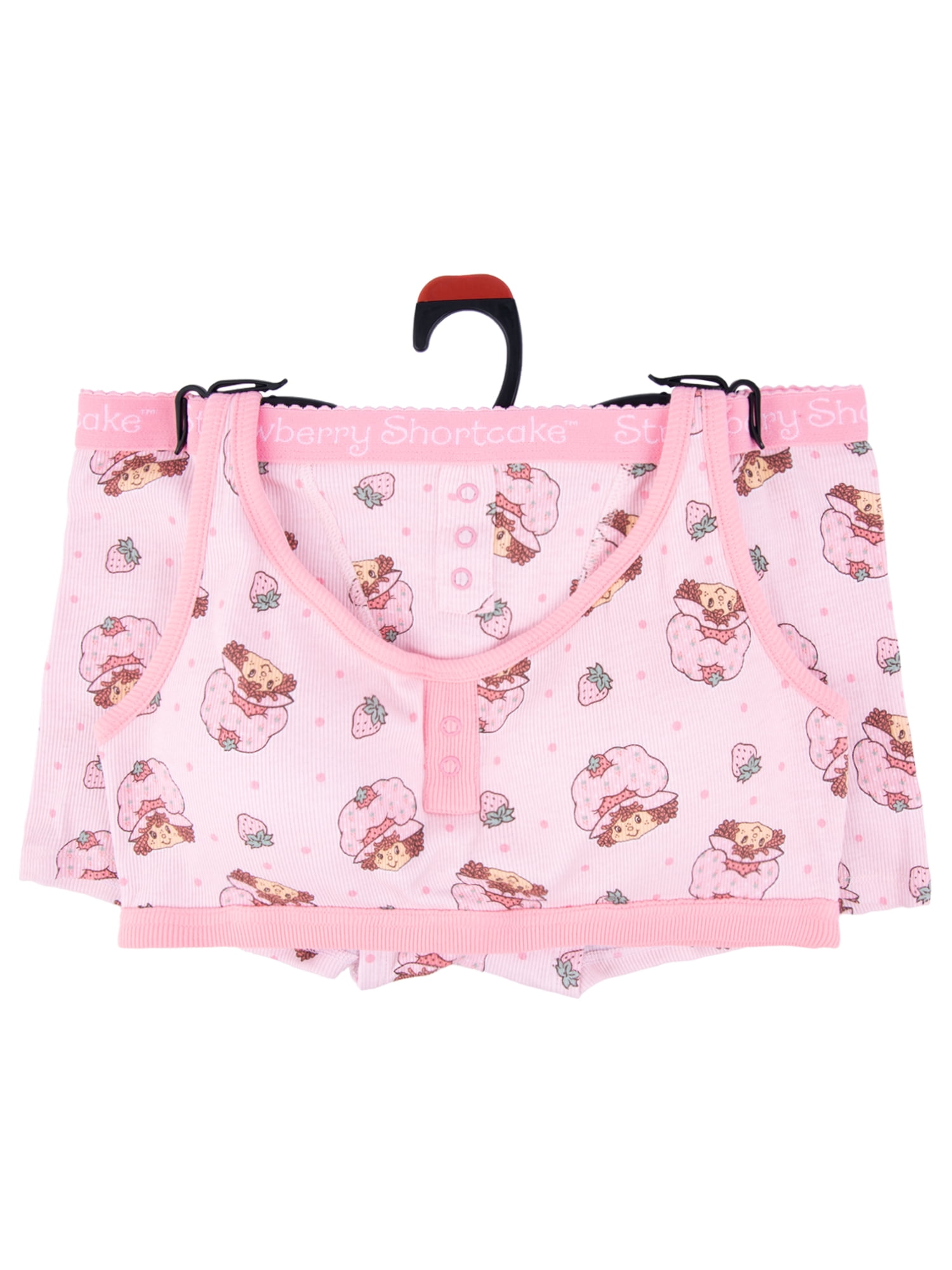 Strawberry Shortcake Junior's 2-Piece Ribbed Knit Bralette and Boxer Brief Set, Size Small to Extra Large