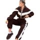 thumbnail image 3 of Conjunto Deportivo de Dos Piezas para Mujer: Sudadera con Cremallera, Pantalones de Chándal Anchos A Rayas en Contraste, Chándal de Viaje. Marrón L, 3 of 10