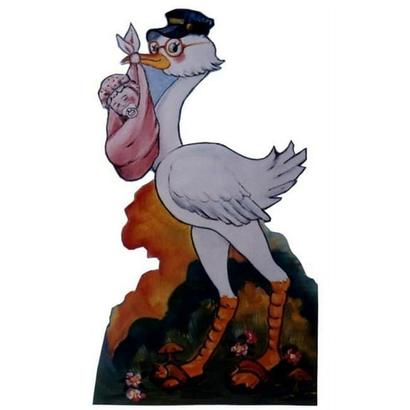 Stork With Baby Girl - Life-Size Cardboard Stand-Up