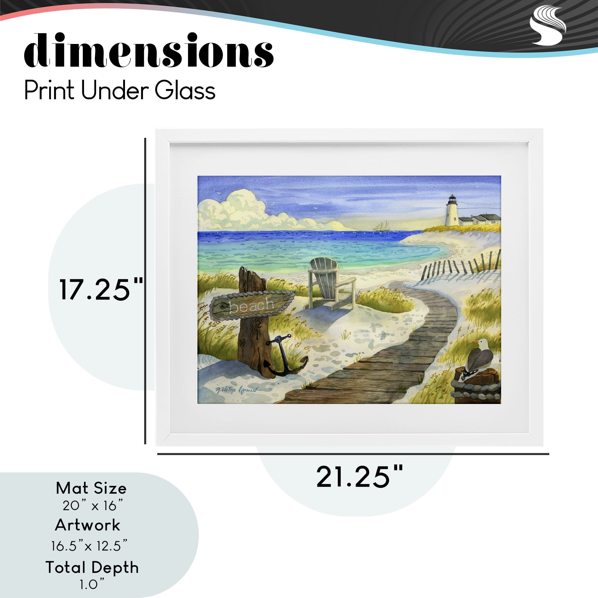 Stupell Industries Boardwalk To The Lighthouse White Framed Print Under Glass, design by Robin Altman