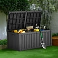 thumbnail image 4 of 180-Gallon Weatherproof Outdoor Storage Box with Woodgrain Finish - Black Resin, 4 of 9