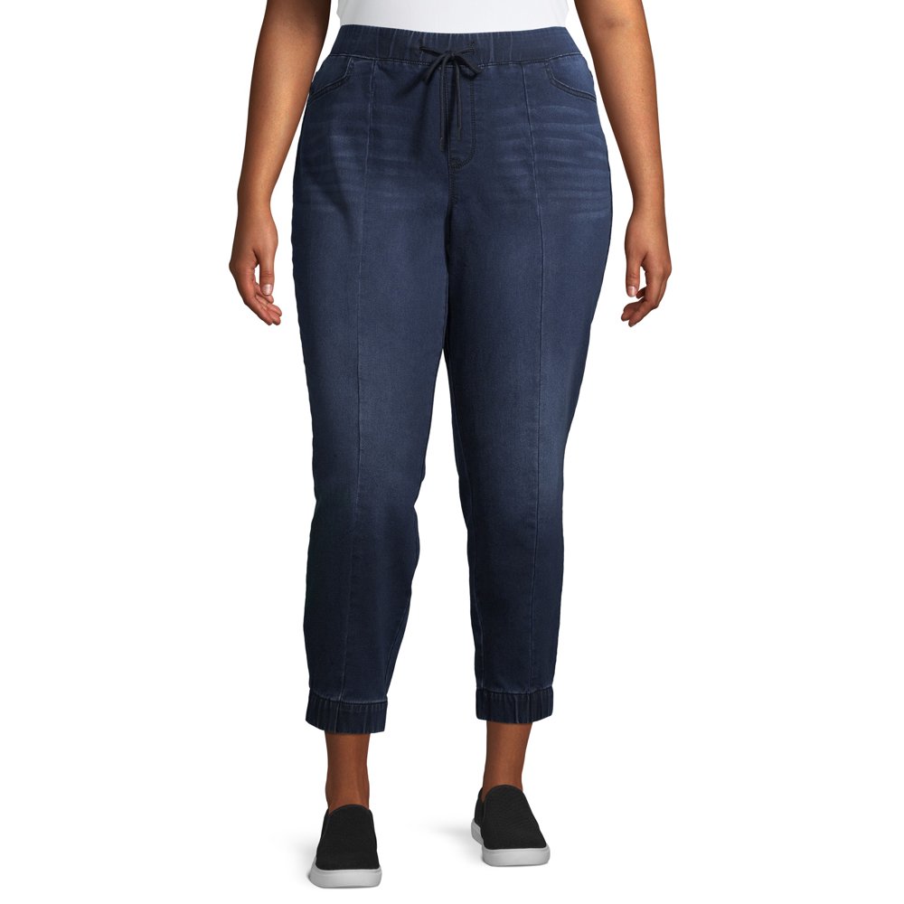 Terra & Sky - Terra & Sky Women's Plus Size Knit Denim Joggers - Walmart.com - Walmart.com