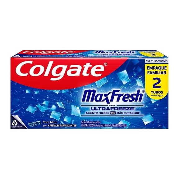 Pasta Dental Colgate Max Fresh Cool Mint Aliento Fresco 10x Más Duradero 2x80 ml
