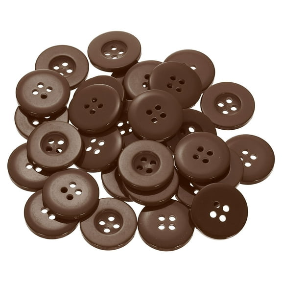 60pcs 32L Sewing Buttons 4/5"(20mm) Resin Round Flat 4-Hole Craft Replacement Buttons for Sewing Clothing and DIY, Brown