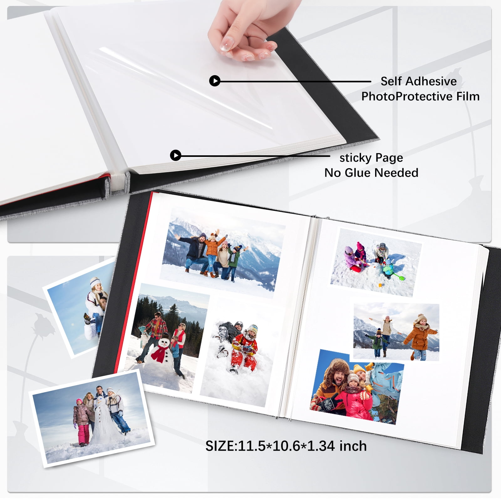 cherished memories 60 Pages Large photo album with self adhesive pages - perfect for photo paper 4x6 5x7 8x10, sticker book, and scrapbook supplies - stylish binder to preserve your moments