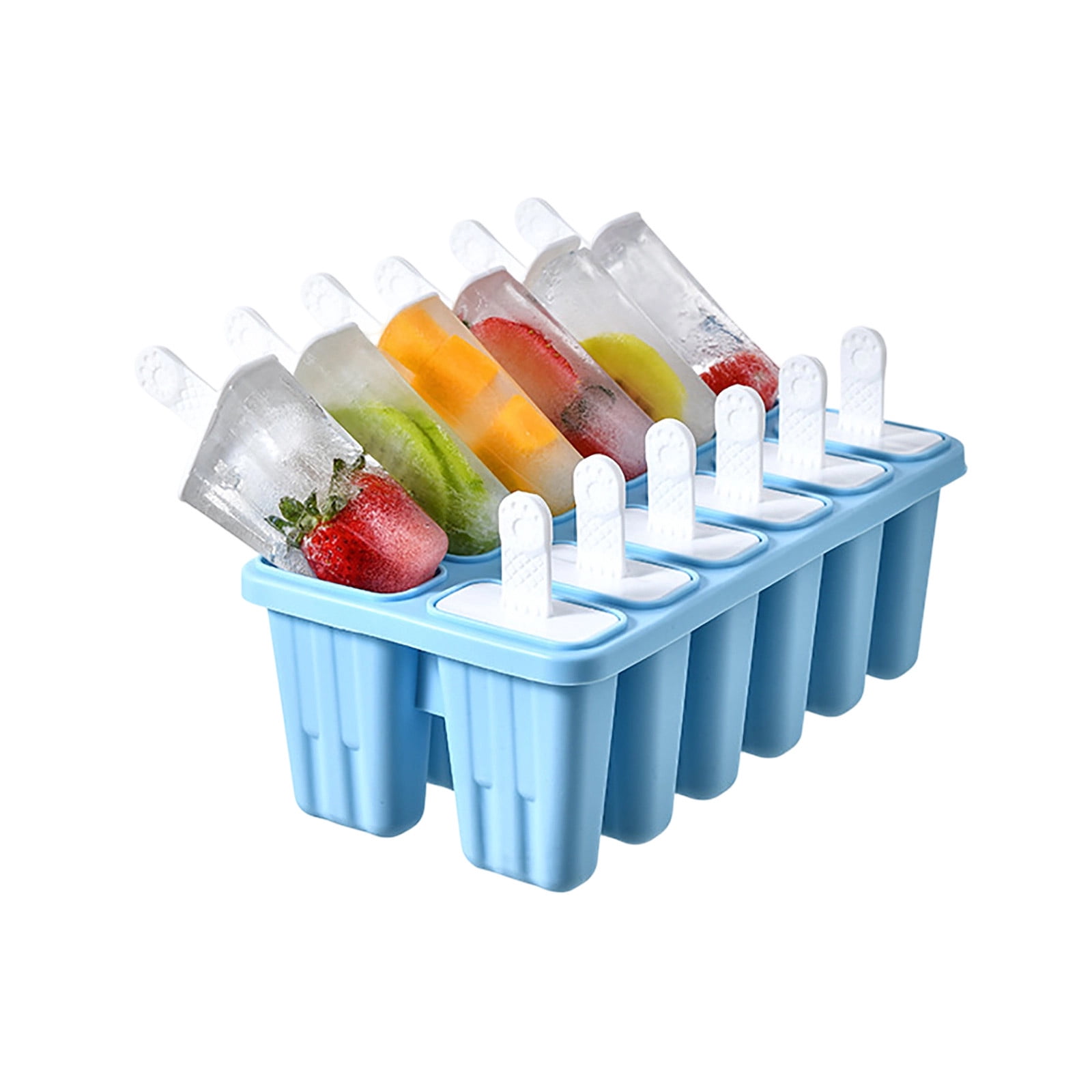 12 Cavity Silicone Popsicle Molds Set with Reusable Sticks Easy Release Food Grade Ice Cream Bar Maker for Homemade Frozen Treats Juice Fruit Dessert Freezer Summer Kitchen Homemade Dessert Mold Set