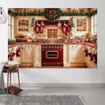 thumbnail image 4 of 10x8ft Christmas Kitchen Backdrop Xmas Tree Wreath Cabinets Window Kitchenware Photography Background Winter Family Holiday Party Photo Video Studio Props, 4 of 5