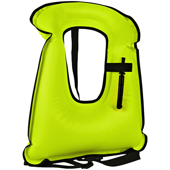 Inflatable Snorkel Vest, Swimming Safety Vest, Buoyancy Aid Snorkeling Vest in Fluorescent Green, Adjustable Waistband, Dual Secure Straps, Quick Inflation, Lightweight Design