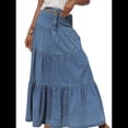 thumbnail image 1 of Faldas Largas de Mezclilla de Cintura Alta con Botones y para Mujer Azul XL, 1 of 10