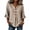 Khaki, variant on HOMBOM Womens Tops Summer Cotton Linen Short Sleeve Button Vertical Striped V Neck Blouse for Women Green