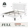 thumbnail image 4 of Amolife Full Size Platform Bed Frame with Velvet Upholstered Wingback Headboard, Off-White, 4 of 13