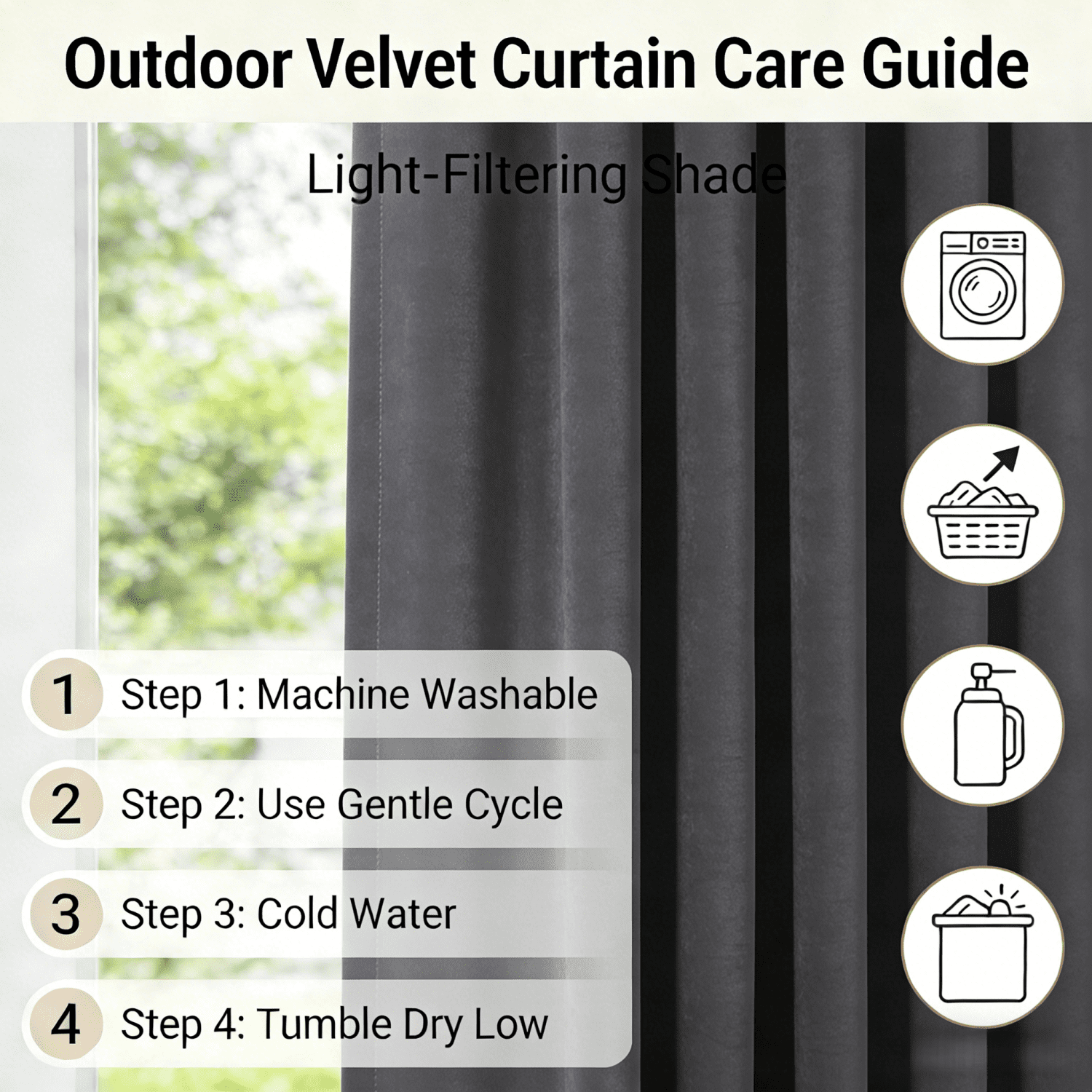 SNITIE Velvet Outdoor Curtains 52x84/96/108 Inch Set of 4 - Grommet Top, UV & Water Resistant, Fade-Resistant, Machine Washable for Gazebo Patio Porch