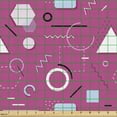 thumbnail image 2 of Geometric Fabric by the Yard, Vintage Memphis Style Triangles Hexagons and Squares Eighties Design, Decorative Upholstery Fabric for Sofas and Home Accents, Pink Pale Blue Black by Ambesonne, 2 of 5