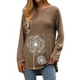 thumbnail image 4 of Nlife Women Dandelion Long Sleeve Tunic Top A-Line Crew Neck Loose Pullover Blouse, 4 of 8