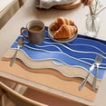 thumbnail image 3 of Blue Brown Beach Placemats Set of 8 Abstract Striped Gradient Ocean Sand Place Mats Indoor Wipeable Table Mats Washable Cloth Dining Table Placemats for Kitchen Holiday Party Home Decor 13x19 Inch, 3 of 9