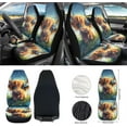 thumbnail image 2 of Jeiento Cute Highland Cow Automobile Interior Sets Front Seat Protector Steering Wheel Cover Seatbelt Pads Armrest Cushion Trash Bag Rearview Mirror Cover Air Vent Pouch Coasters Keychain 12 PCS, 2 of 6