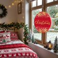 thumbnail image 3 of Welcome Sign for Front Door, Merry Christmas Round Metal Wall Art Wreaths, Winter Snowflake Xmas Red Outdoor Indoor Wall Hanging Sign for Porch Decor Housewarming Gifts 11.8 Inch, 3 of 8