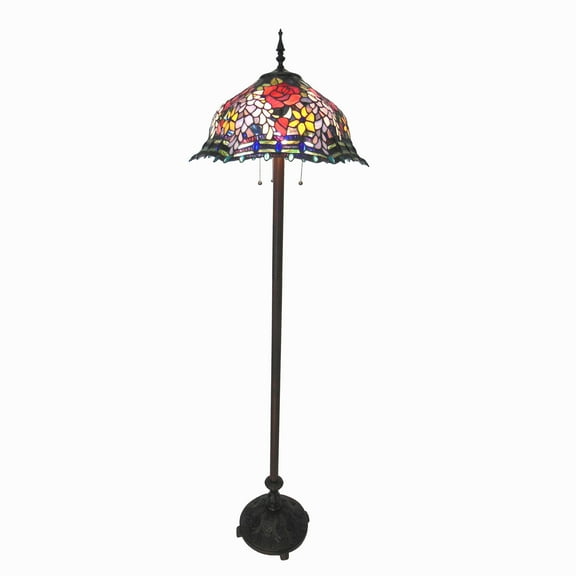 RADIANCE Goods Tiffany-Style 3 Light Roses Floor Lamp 20" Shade