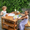 thumbnail image 3 of Martha Stewart Kids Outdoor Craft Table and 2 Bench Set: Acacia Wood Activity Desk w/ Crate, Caddy, and Storage Shelves | Kids Play & Picnic Table w/ Benches for Backyard, Patio, Outdoor Classrooms, 3 of 9