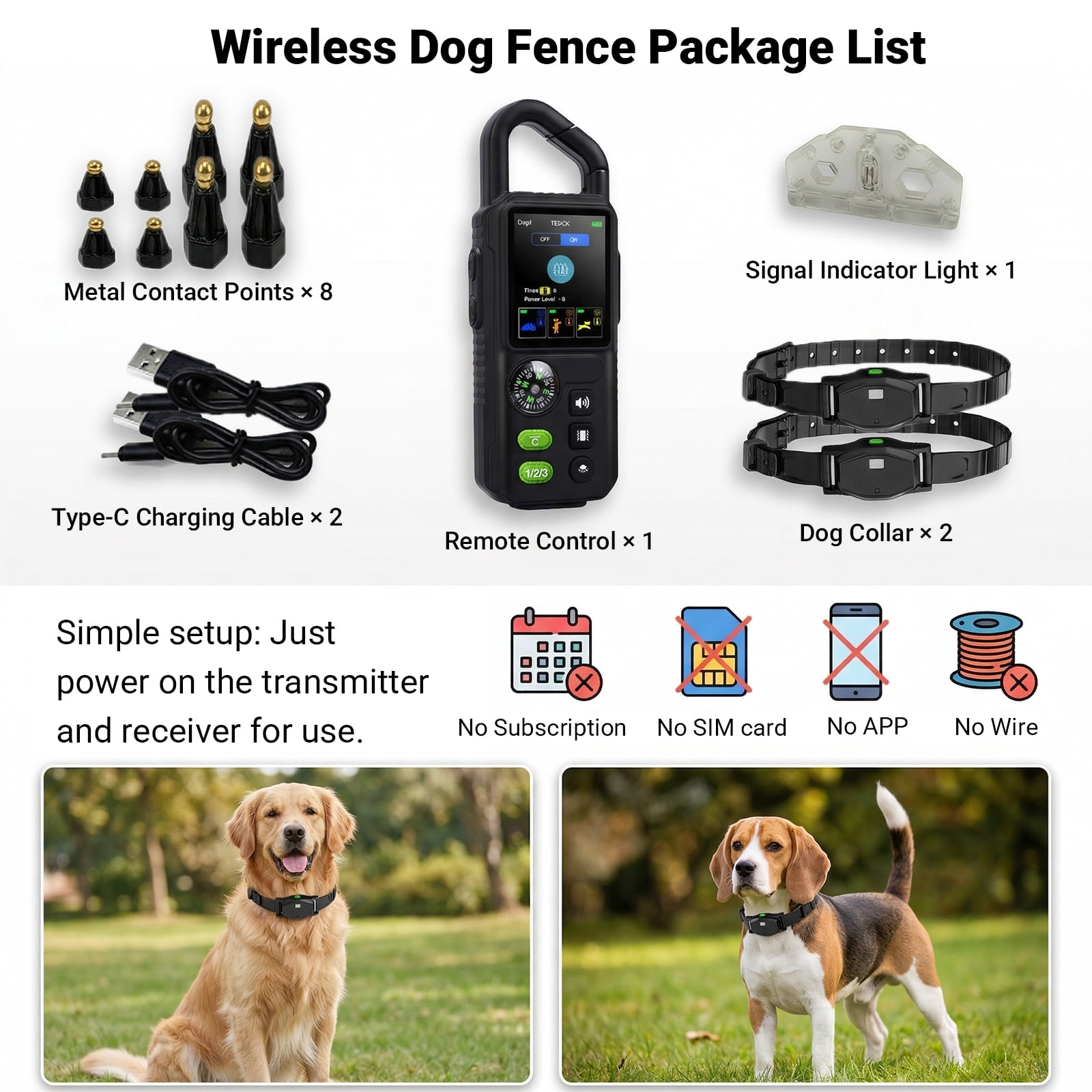 Invisible Fence for 2 Dogs Perimeter Collar Wireless System, Adjustable Electric Fence with Remote, 4-in-1 Training Shock Collar 1100 Yard Rechargeable