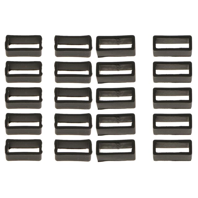 20x18 / 20mm Negro Reemplazo de Goma Keeper Loop Correa de Reloj Soporte de Extremo de La Correa