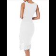 thumbnail image 2 of Vestido Midi Ajustado Fruncido para Mujer, Escote Cuadrado, Sin Mangas, Bajo con Volantes, Vestido de Fiesta para Discoteca, , Talla S, 2 of 7