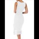 thumbnail image 2 of Vestido Midi Ajustado Fruncido para Mujer, Escote Cuadrado, Sin Mangas, Bajo con Volantes, para Fiesta, Club, , Talla XL, 2 of 8