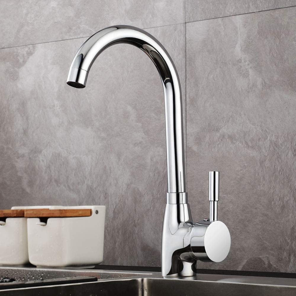 Chrome Kitchen Deck Mounted Zinc Alloy Swivel Faucet Vanity Basin Sink Mixer Tap 