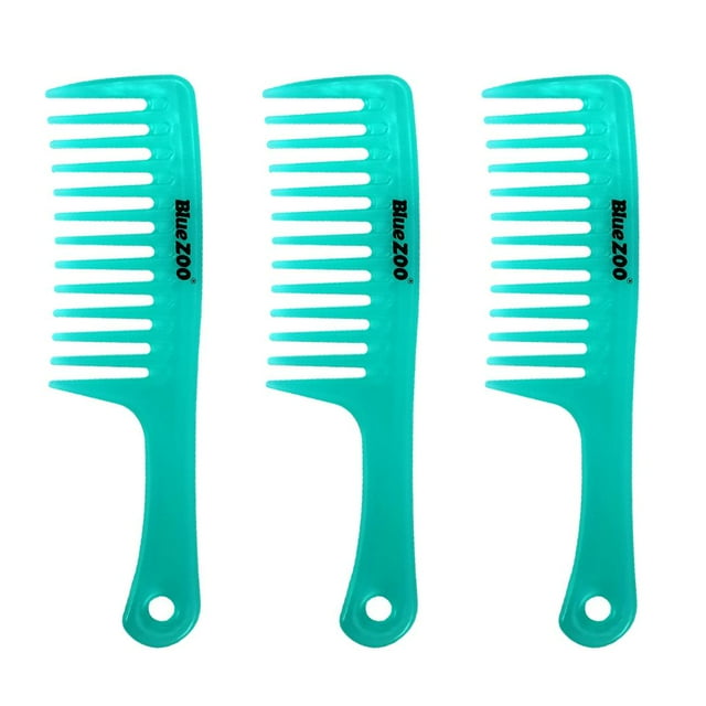 Tachiuwa 3 Pcs/Set Hairdressing Salon Anti-static handle wide Tooth Hair Comb Blue
