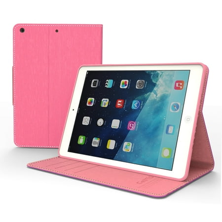 Made for Apple iPad Air Hot Pink/ Baby Pink Faux Leather Diary Flip Case w/ ID Slots, Bill Fold, Magnetic Closure by