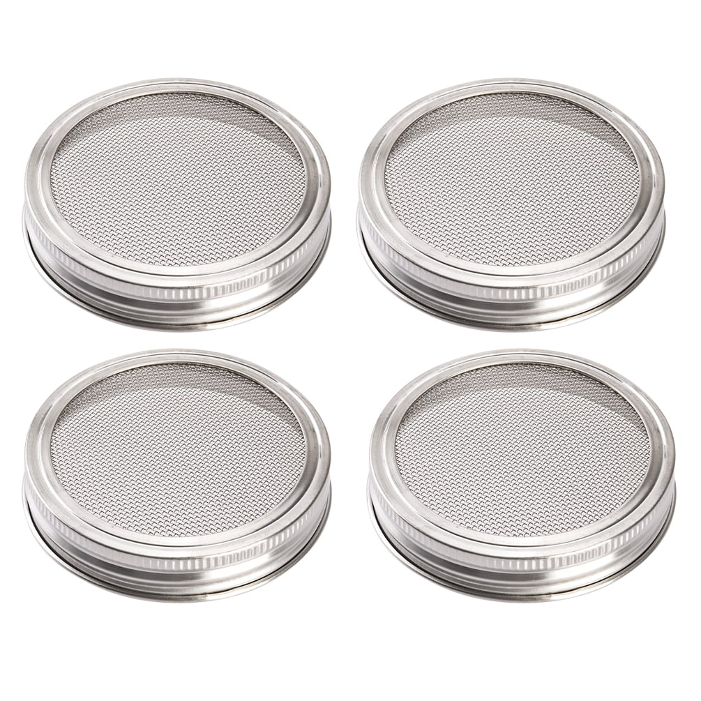 Great for Making Organic Sprout Seeds Pack 4 Silver Stainless Steel Sprouting Lids for Wide Mason Jars
