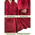 thumbnail image 3 of PAVILIA Premium Womens Plush Soft Robe Fluffy, Warm, Fleece Sherpa Shaggy Bathrobe (S/M, Wine), 3 of 5