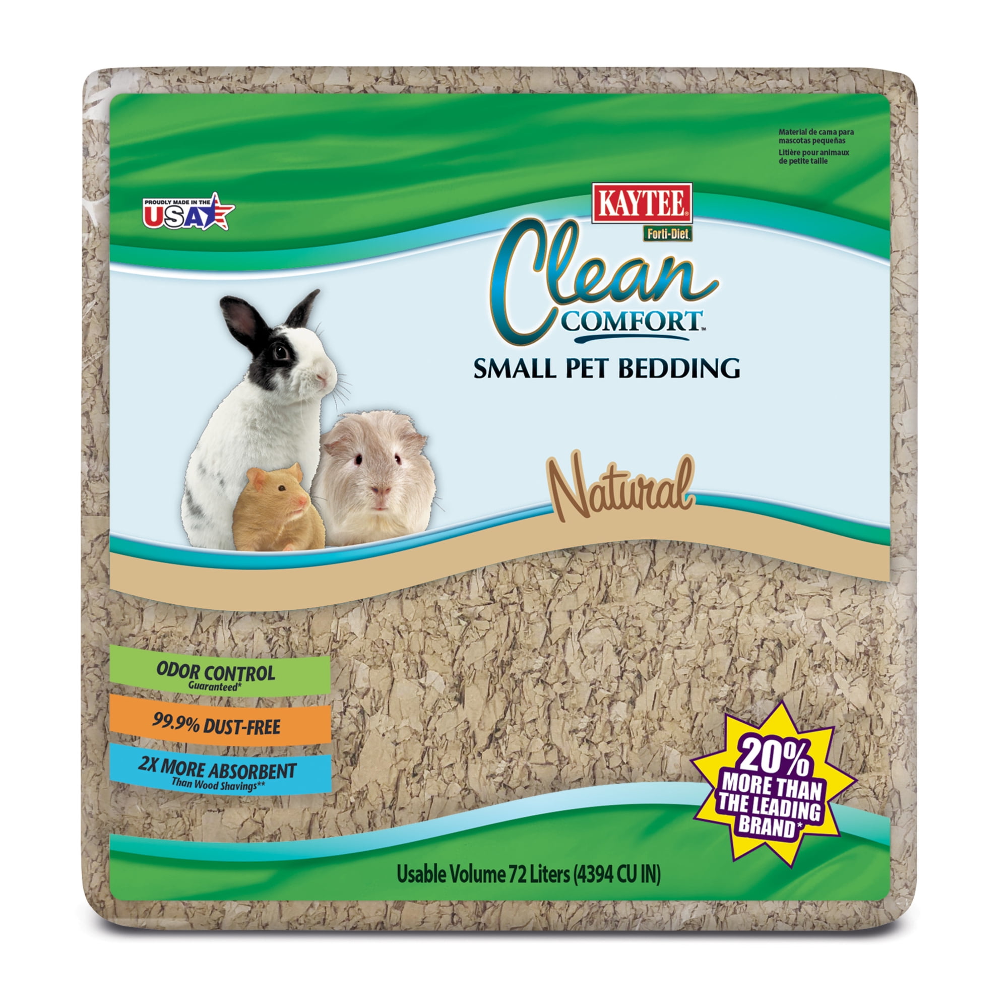 Kaytee Forti-Diet Clean Comfort Small Animal Natural Bedding for Rabbits, Hamster, Guinea Pigs 72L