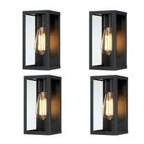 4 Pack 1-Light 10in" Matte Black Finish Outdoor Wall Light With Clear Glass Shade