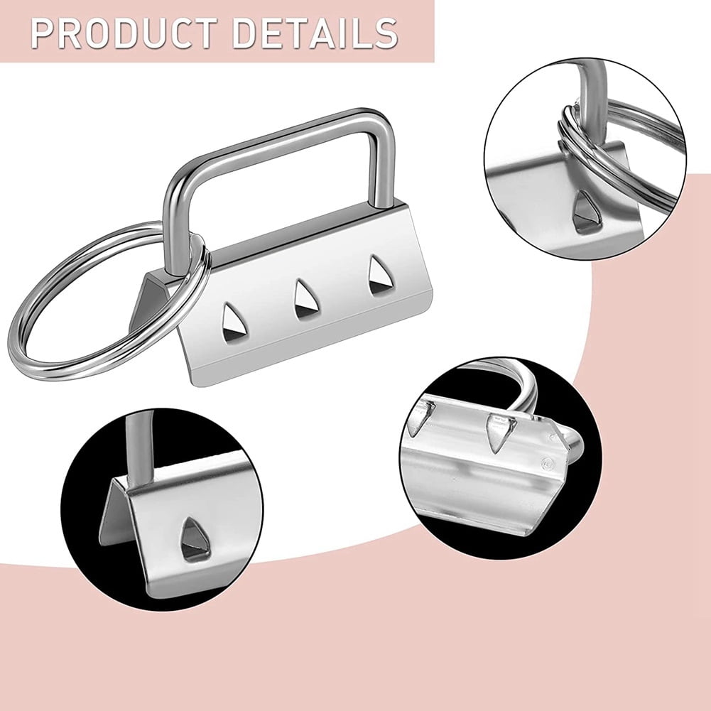 50Pcs Key Fob Hardware with Split Rings Set Tail Clips for Wristlet