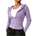 thumbnail image 6 of jjayotai Women's Hoodie Crop Zip up Knit Fall Jacket Tops Slim Fitted Long Sleeves Sweatshirt with Pockets, 6 of 6