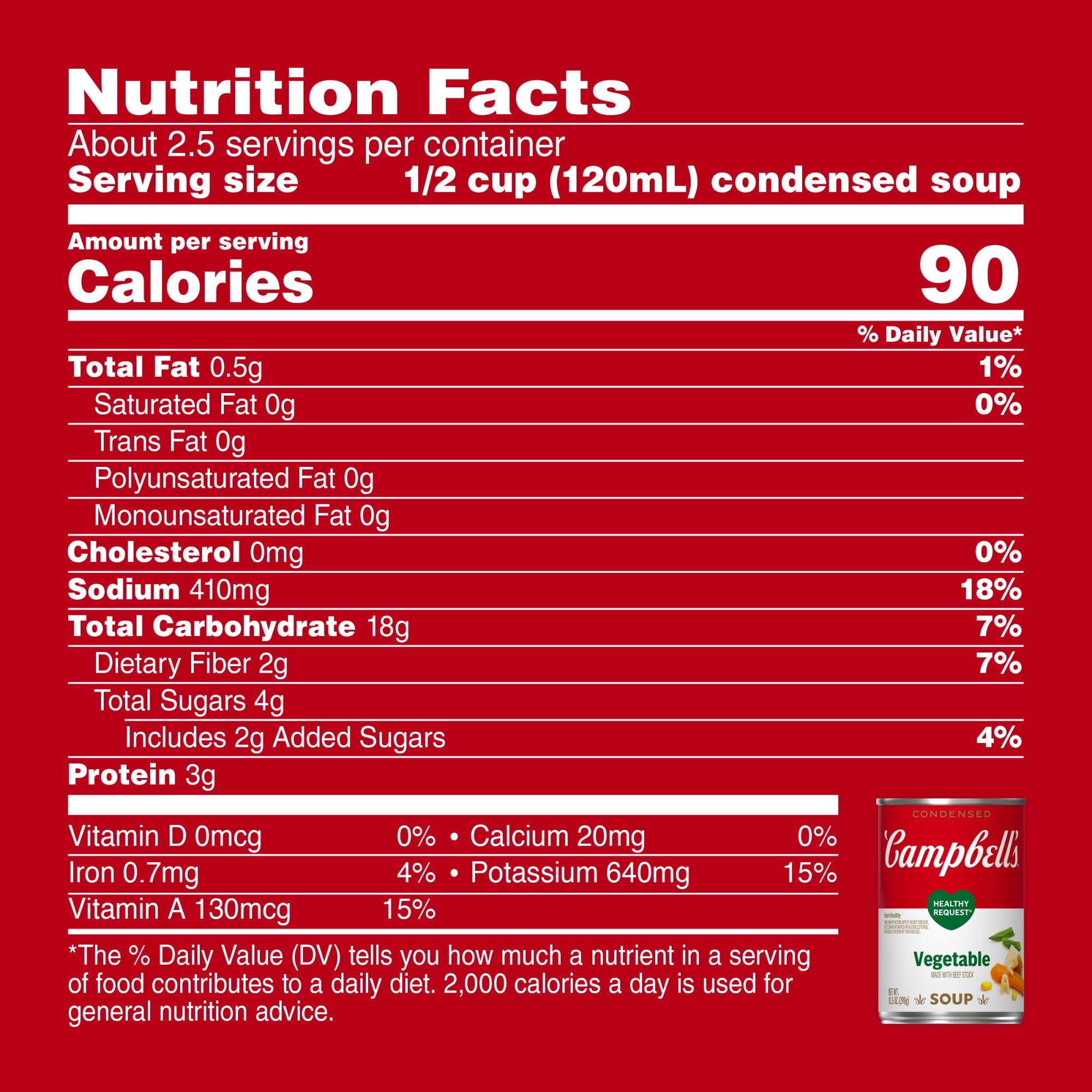 Campbell's Condensed Healthy Request Vegetable Soup, 10.5 Ounce Can