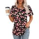 thumbnail image 2 of Camiseta de Cuello Redondo de Impresión Floral Casual de Manga Corta de las Mujeres, Blusa de Verano de Moda Ligera para el Día Y la Fiesta, 2 of 8