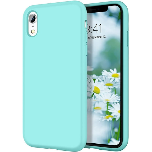 iPhone XR Cases, iPhone XR Case FYBTO Slim Lightweight Smooth Liquid Silicone Soft Gel Rubber Microfiber Lining Cushion Texture Cover Shockproof Protective Phone Cases for iPhone 10 XR, Light Blue